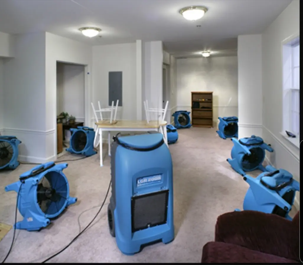 Air movers and dehumidifier setup for Water Extraction & Removal in Roseville